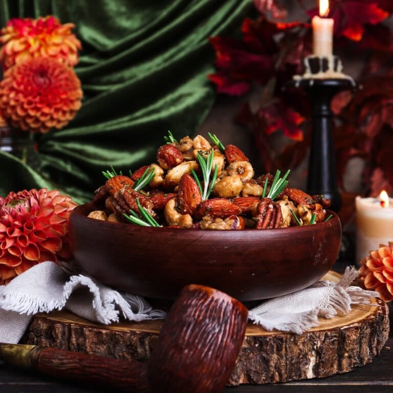 Smoky Rosemary Maple Roasted Nuts