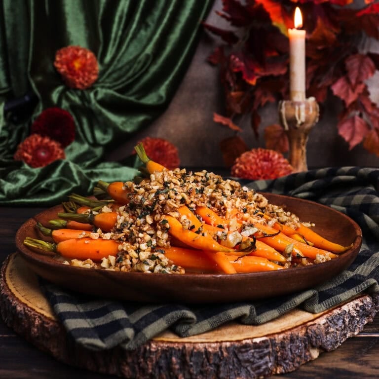 Cider Roasted Carrots with Walnuts and Sage