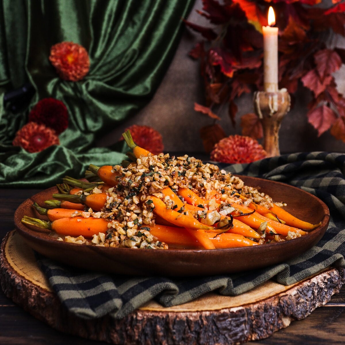 Cider Roasted Carrots with Walnuts and Sage