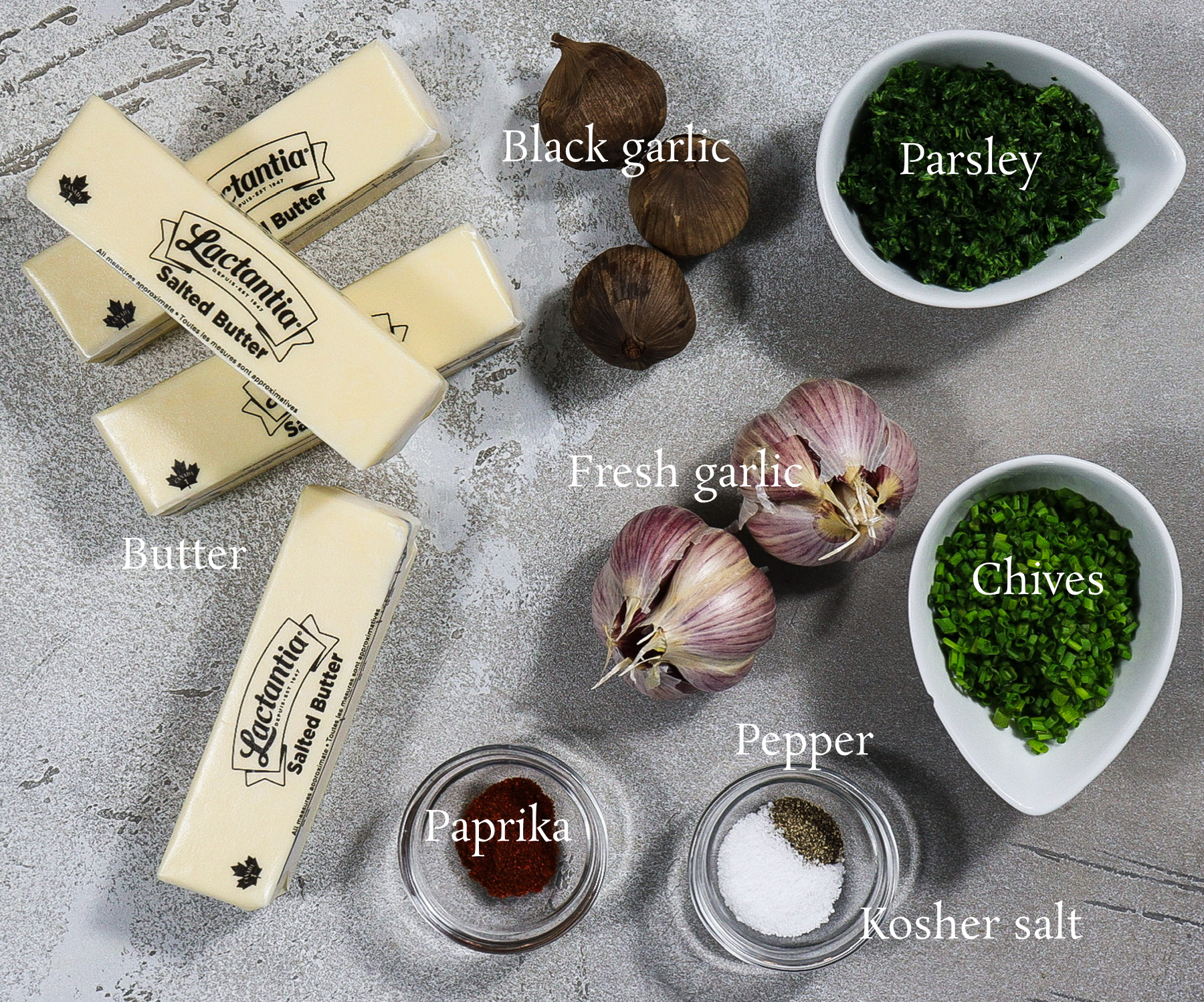 ingredients for garlic butter