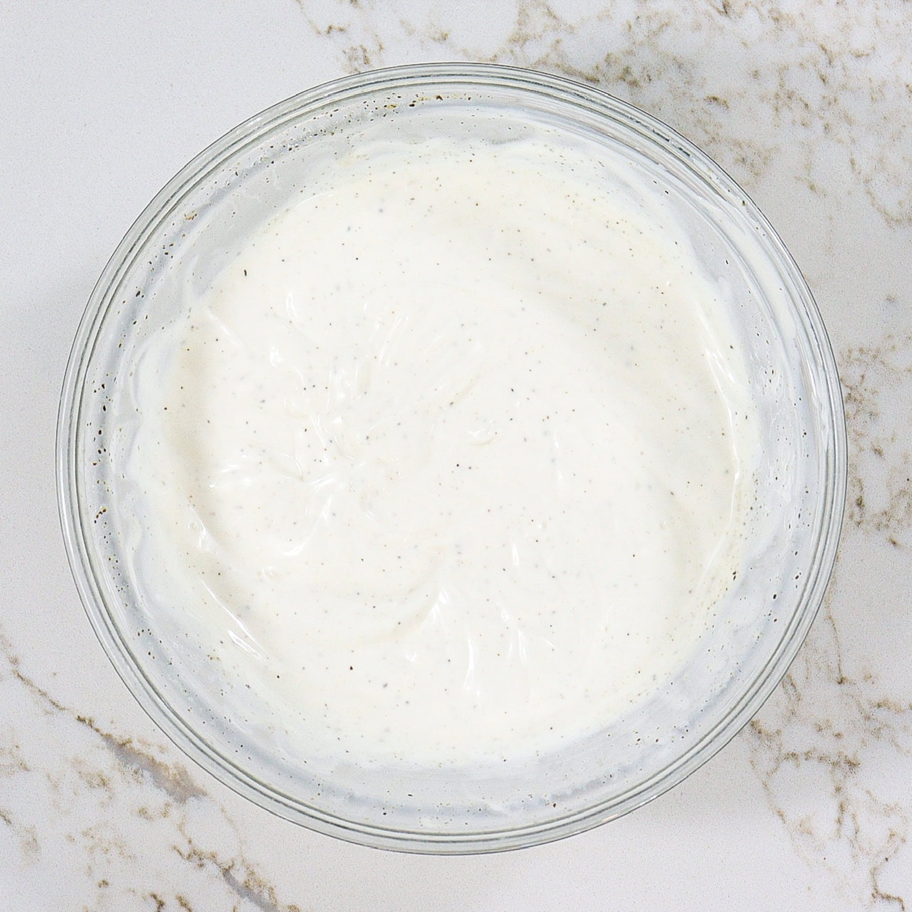 sour cream mixture in a mixing bowl