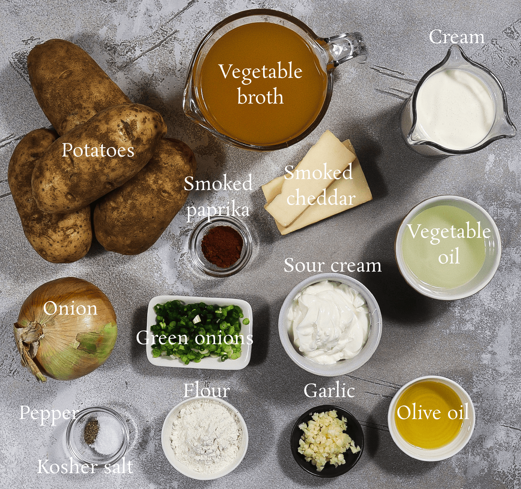 smoky potato cheddar soup ingredients